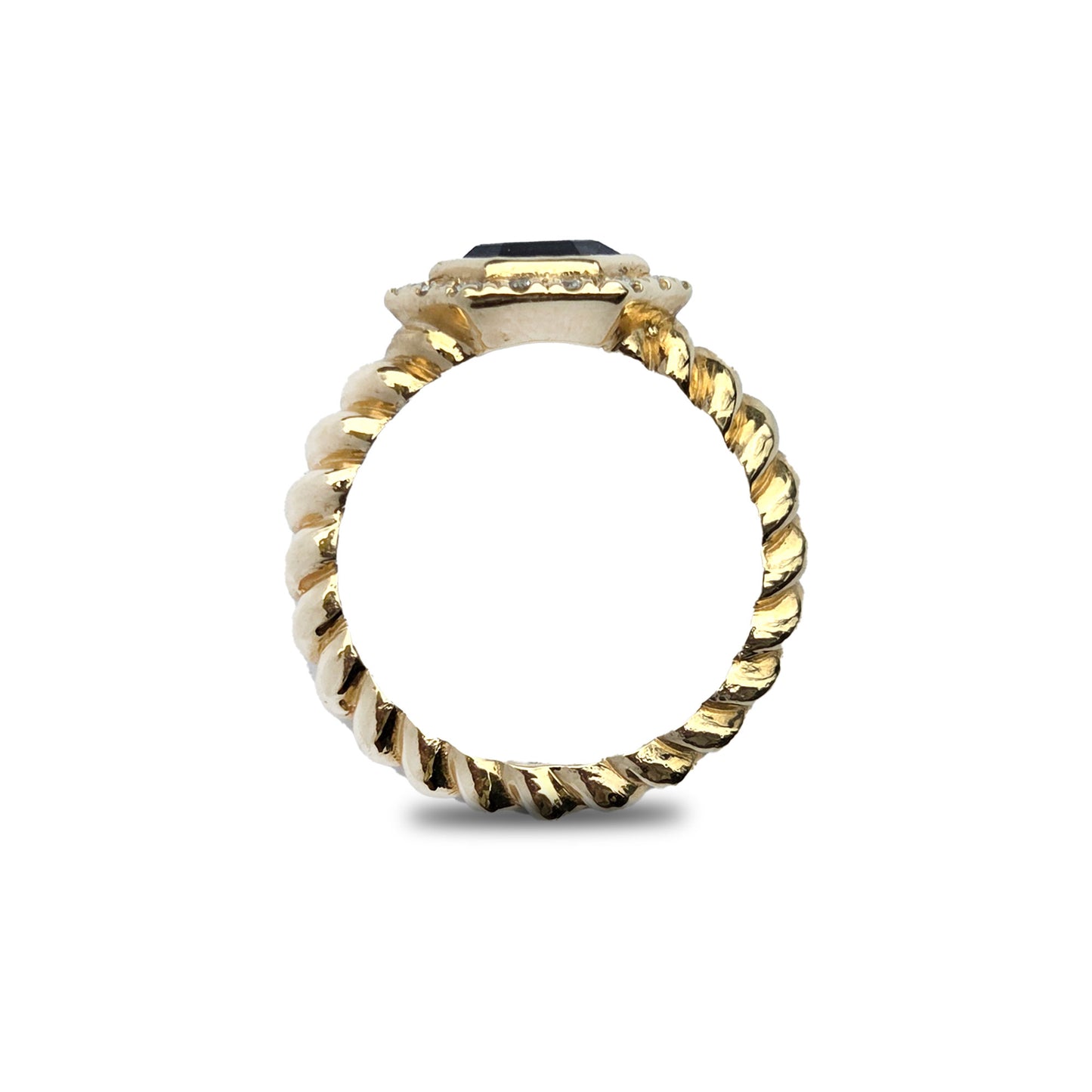 14k Hexagon Sapphire and Diamond Ring