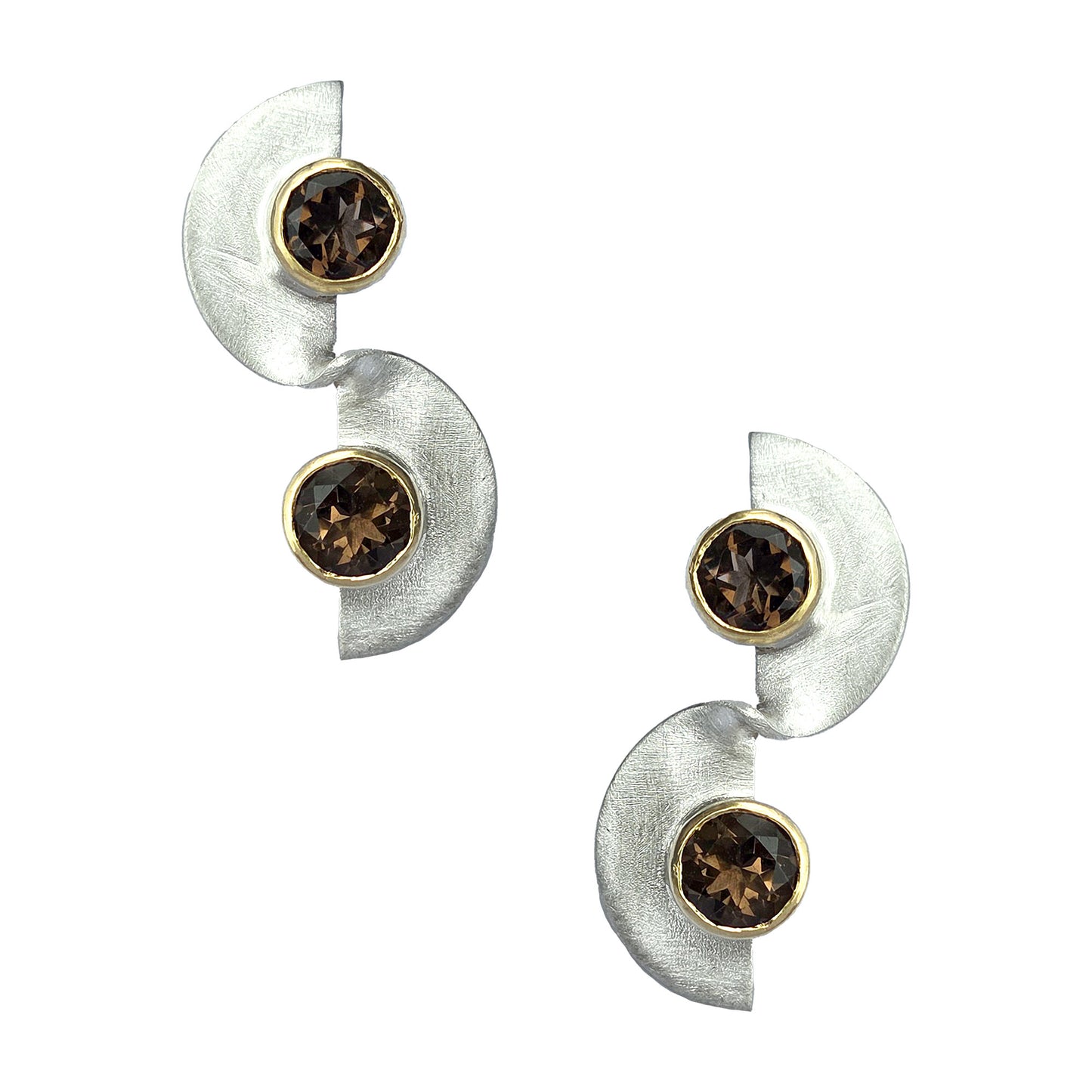 Sterling and 14k Gold Hemisphere Earrings