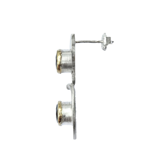 Sterling and 14k Gold Hemisphere Earrings