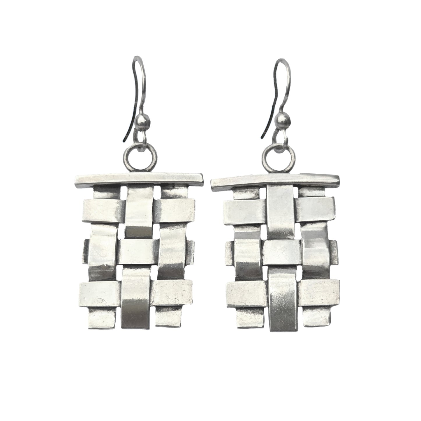 Vintage Woven Sterling Earrings