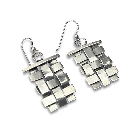 Vintage Woven Sterling Earrings