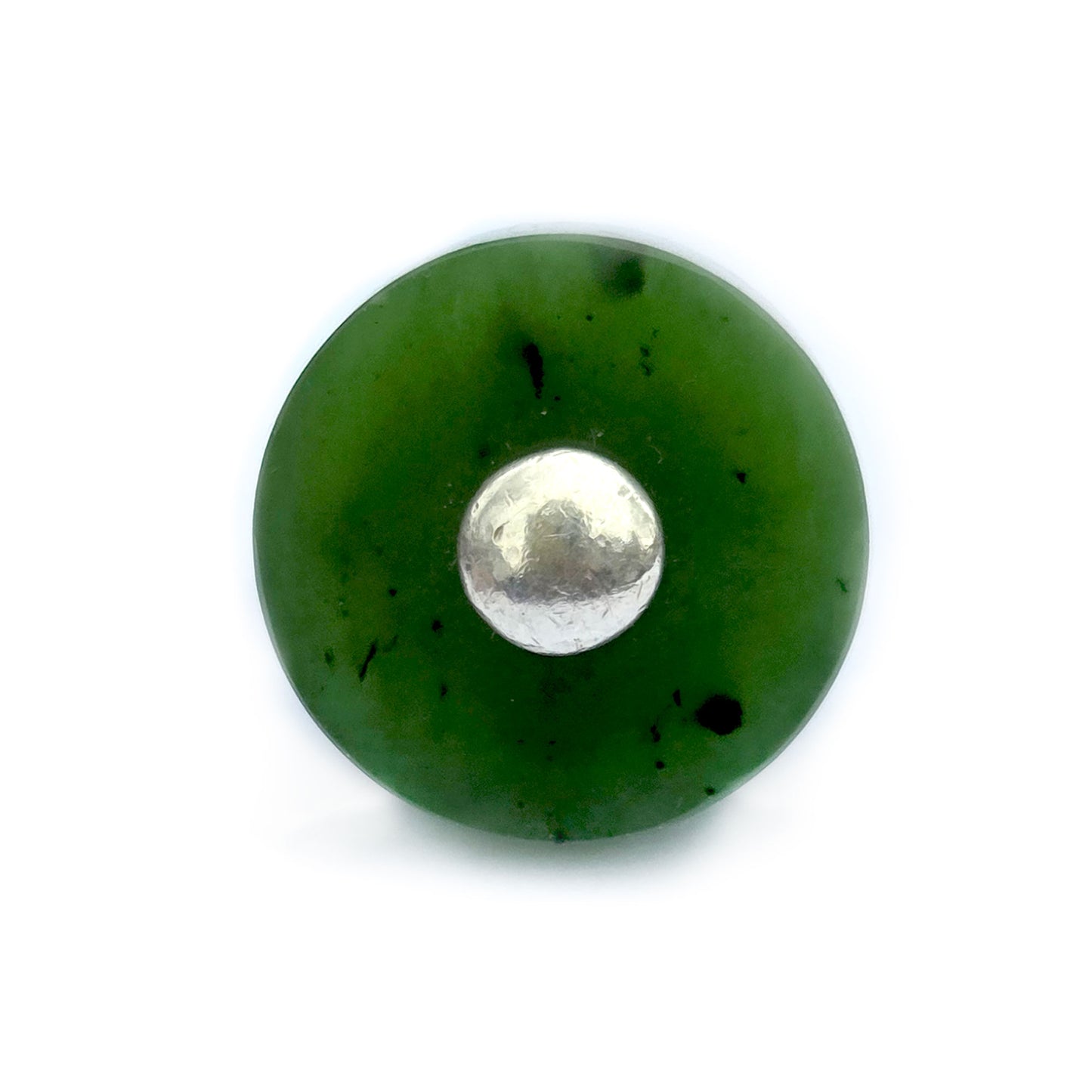 Vintage Sterling and Jade Disc Ring