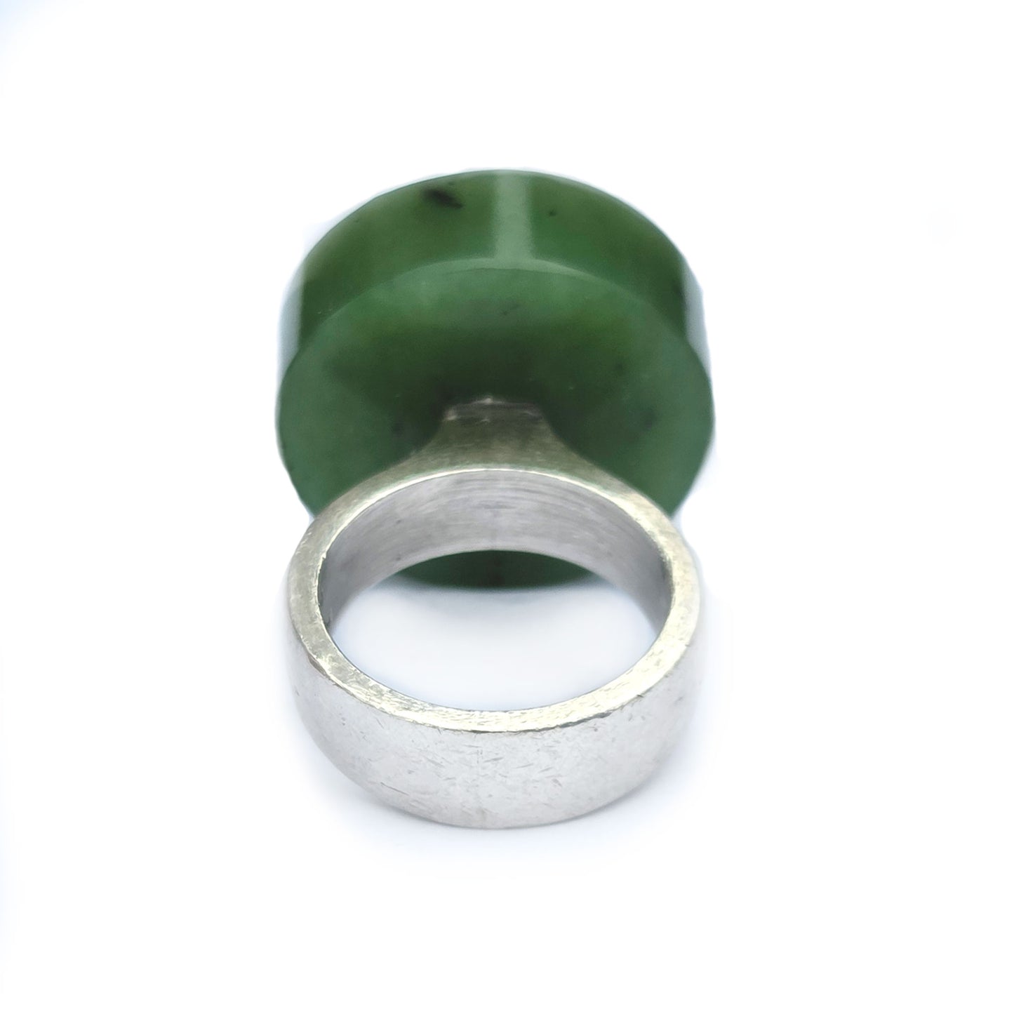 Vintage Sterling and Jade Disc Ring