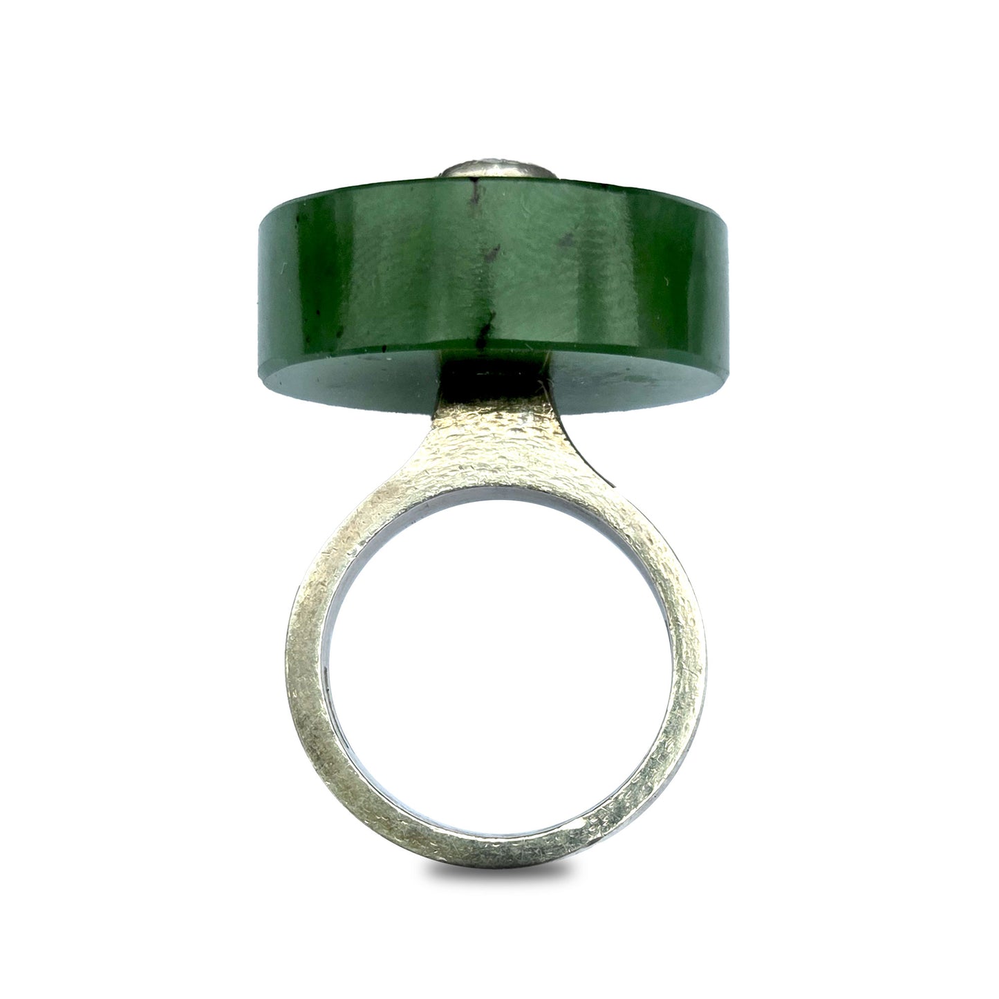 Vintage Sterling and Jade Disc Ring