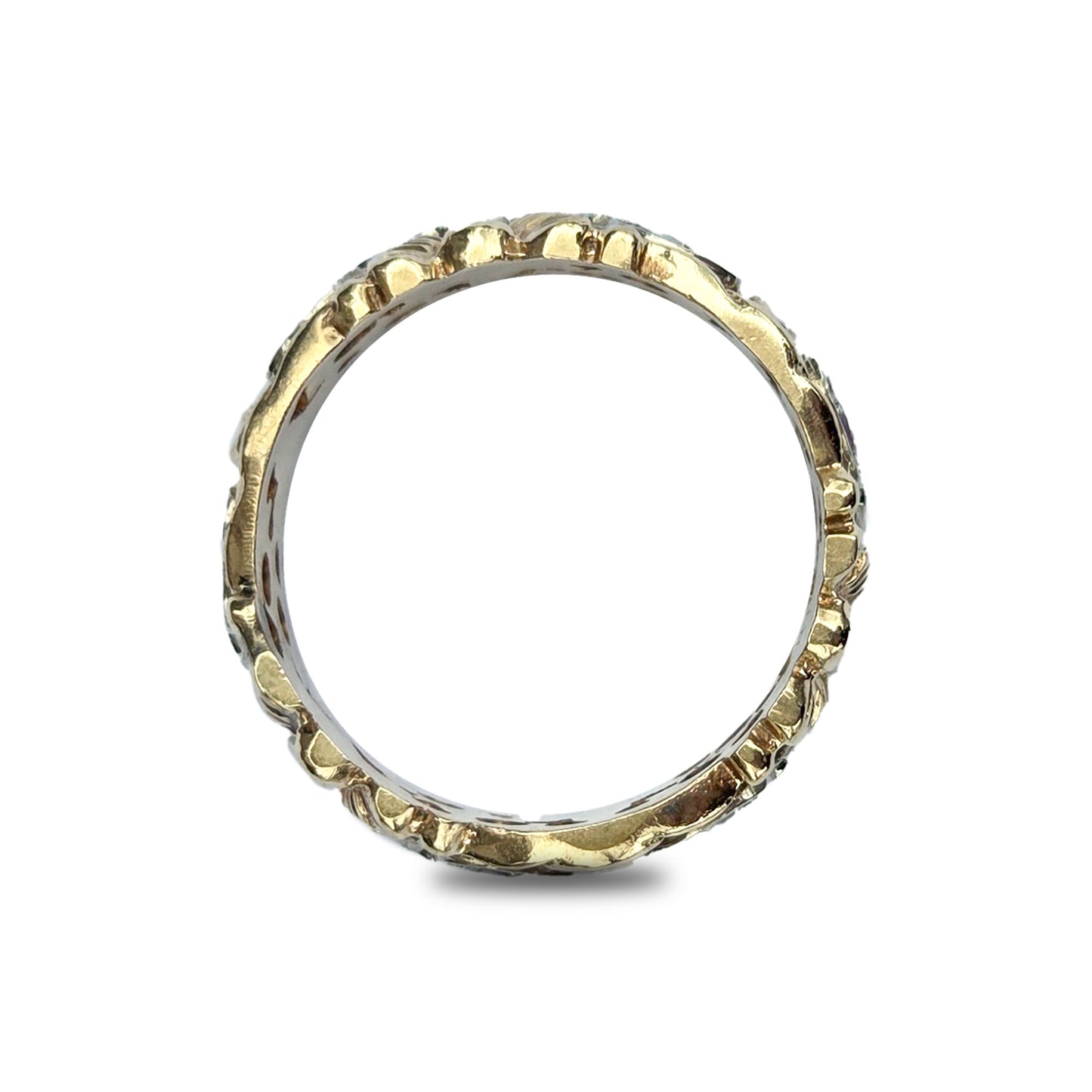 Vintage 14k Diamond and Ruby Deco Flower Band