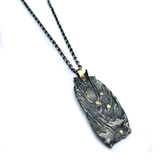 Sterling and 14k Gold Diamond Starry Pendant