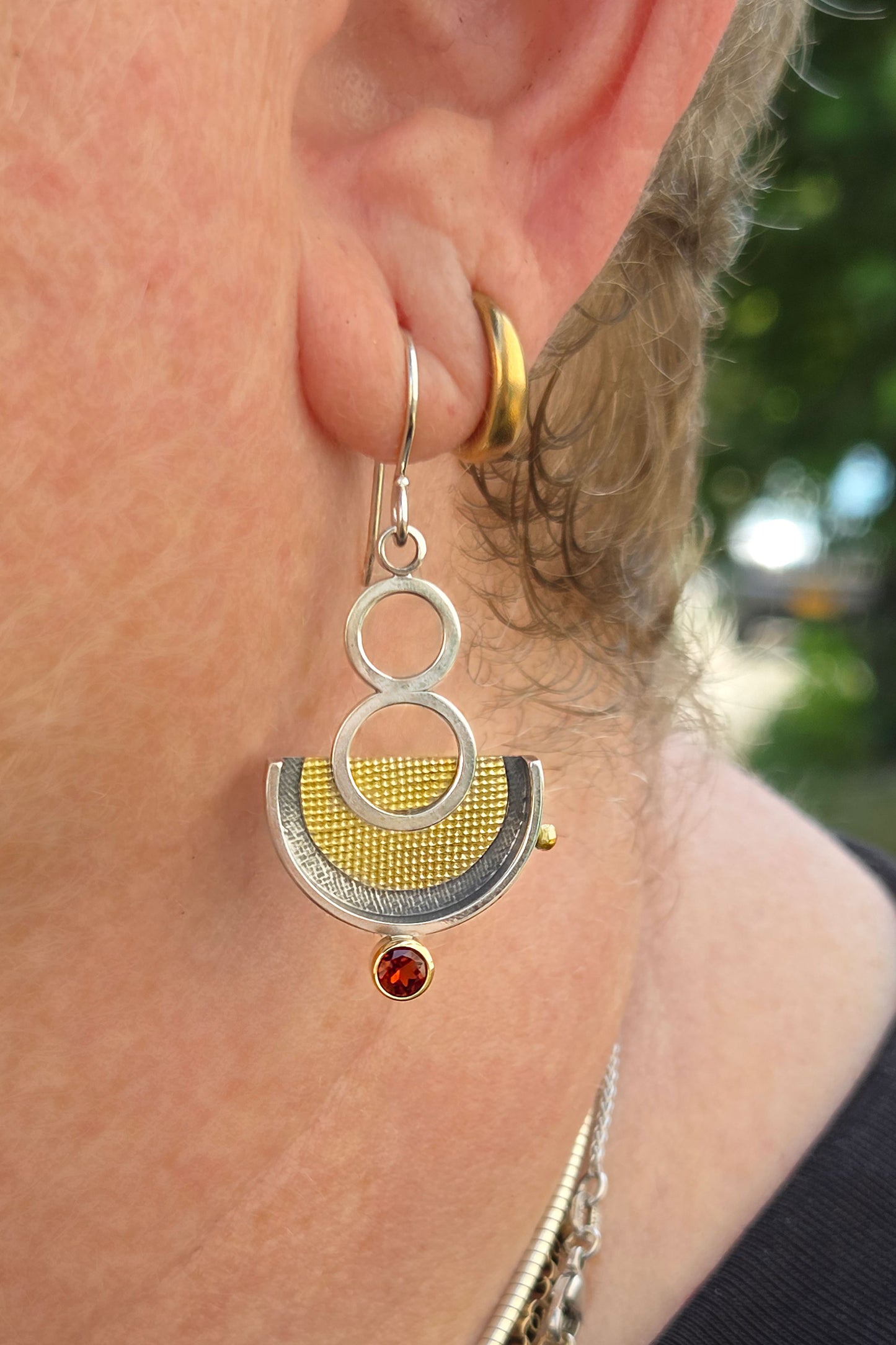 Sterling and Gold Rhodolite Garnet Earrings