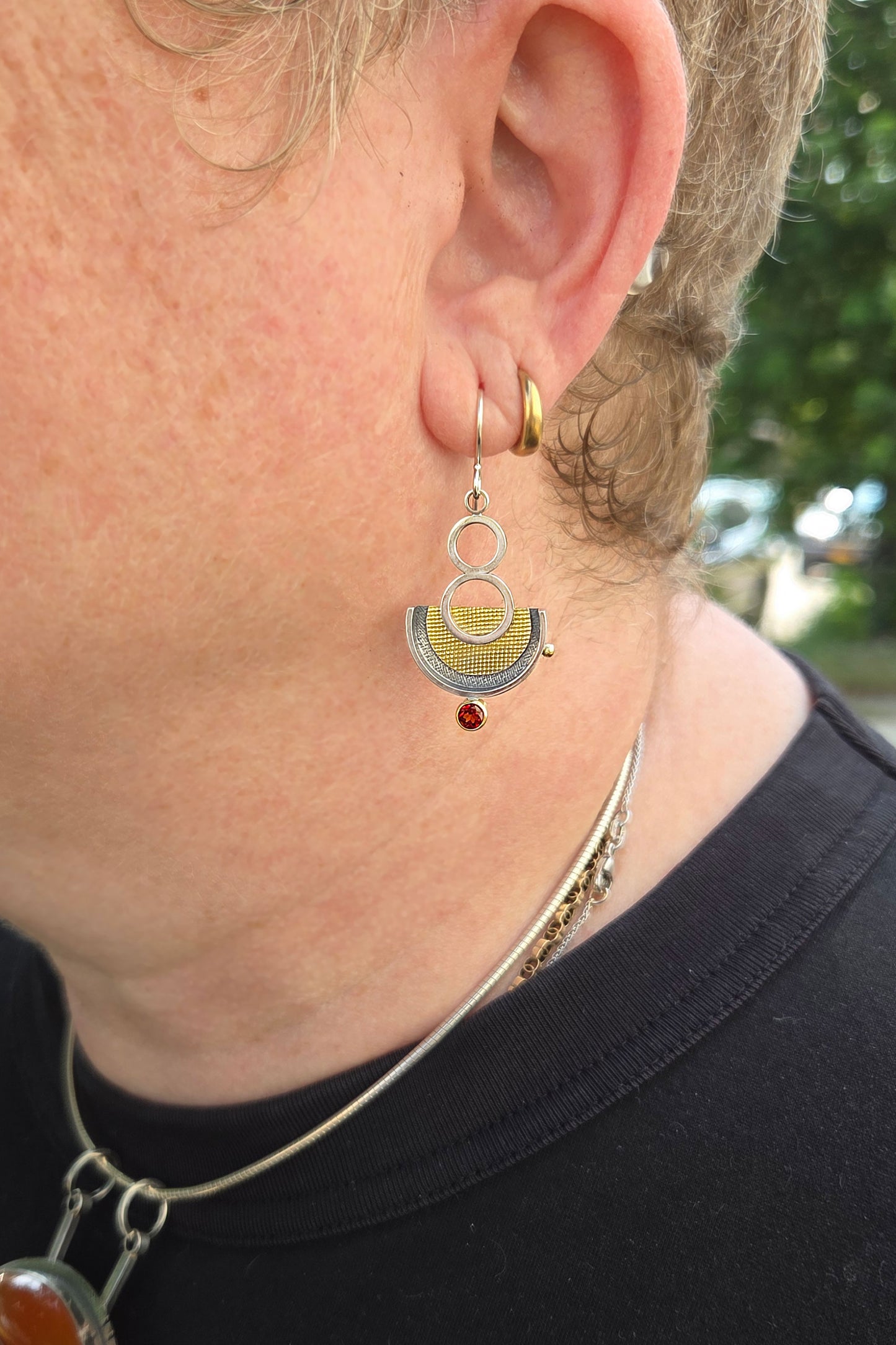 Sterling and Gold Rhodolite Garnet Earrings