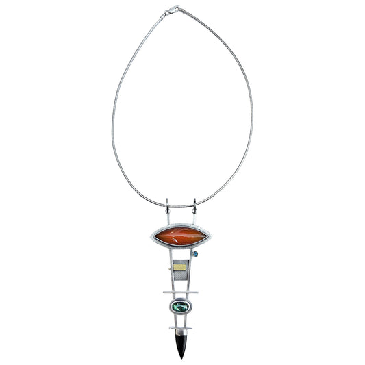 Carnelian Tourmaline Onyx and Topaz Pendant