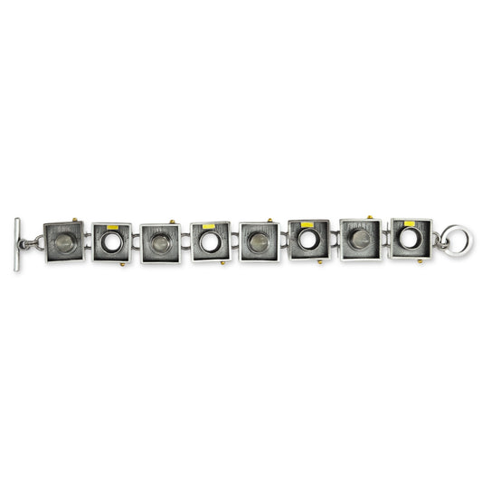 Square and Circle Moonstone Link Bracelet