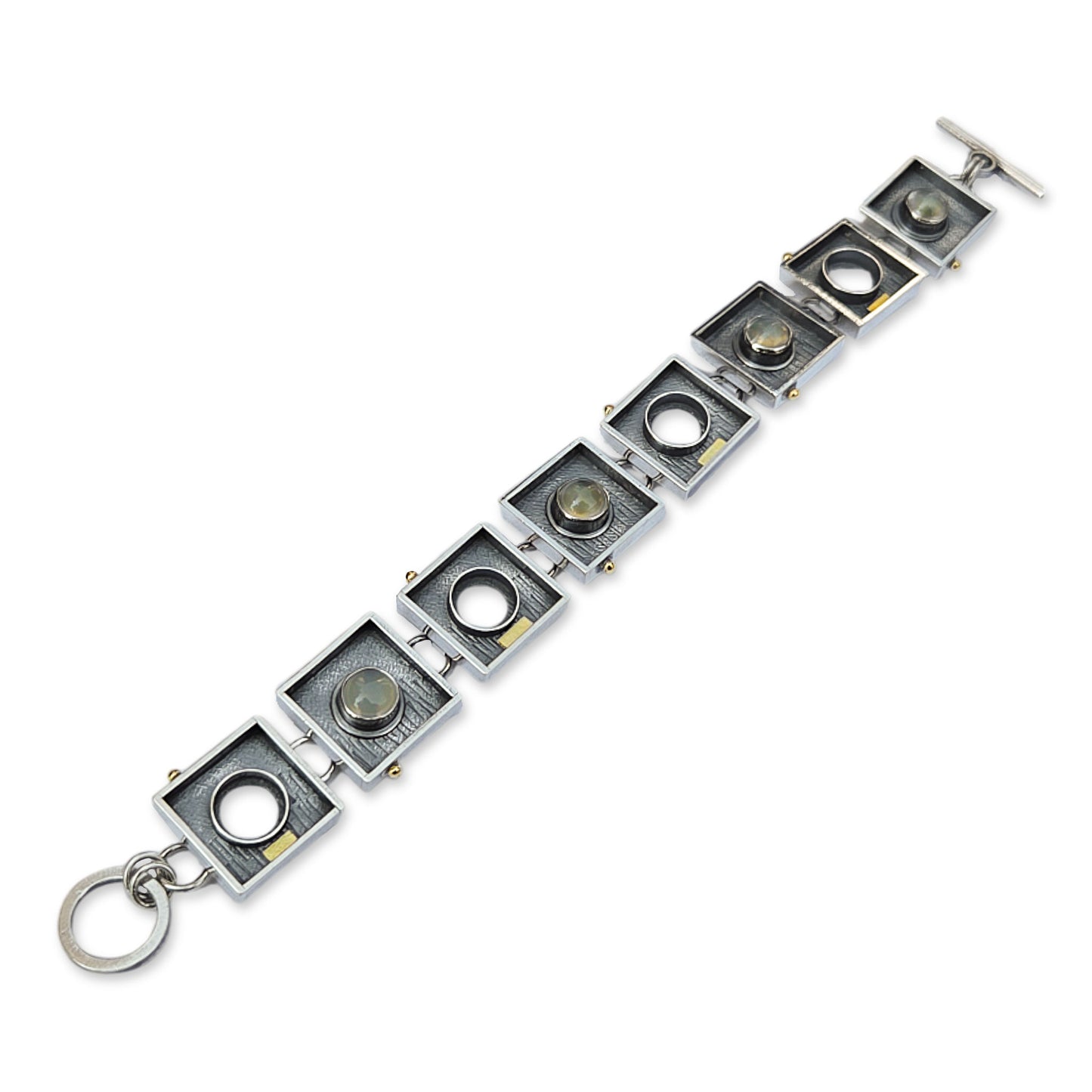 Square and Circle Moonstone Link Bracelet