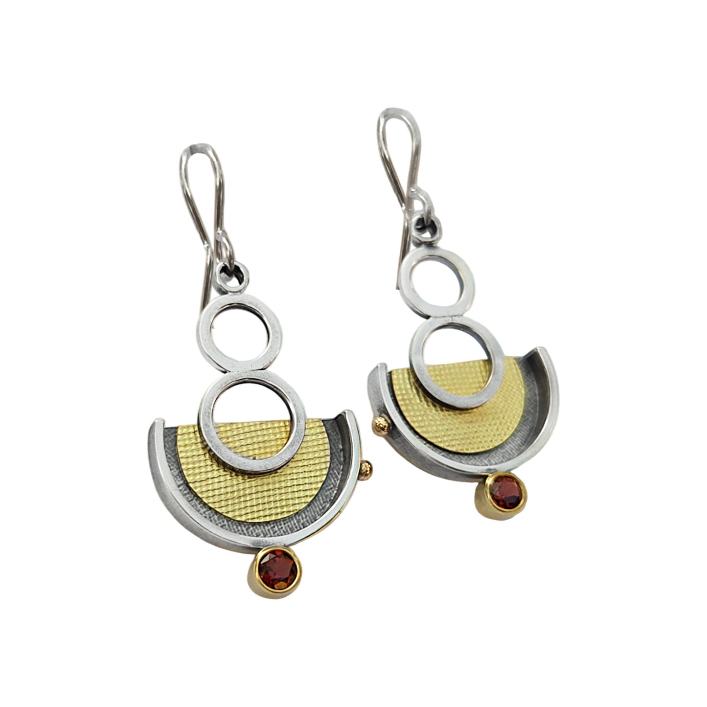 Sterling and Gold Rhodolite Garnet Earrings