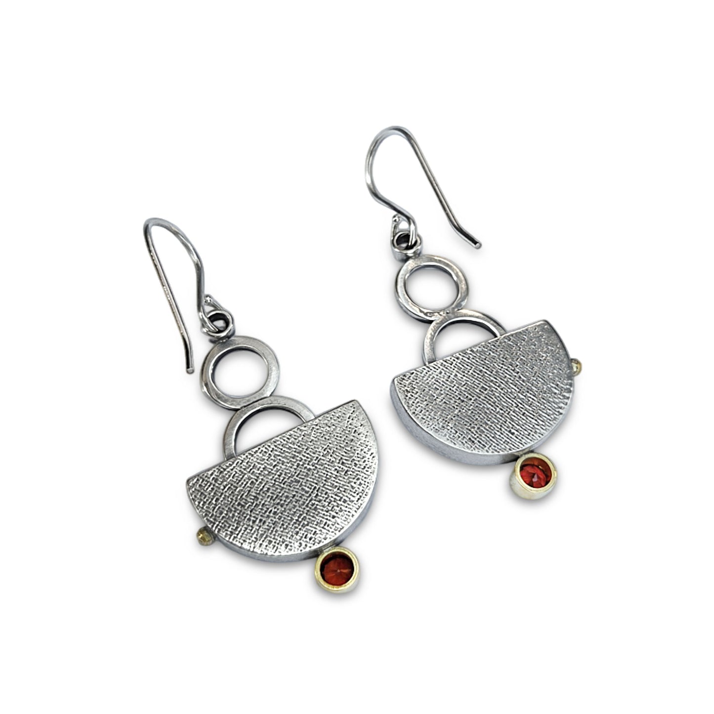 Sterling and Gold Rhodolite Garnet Earrings