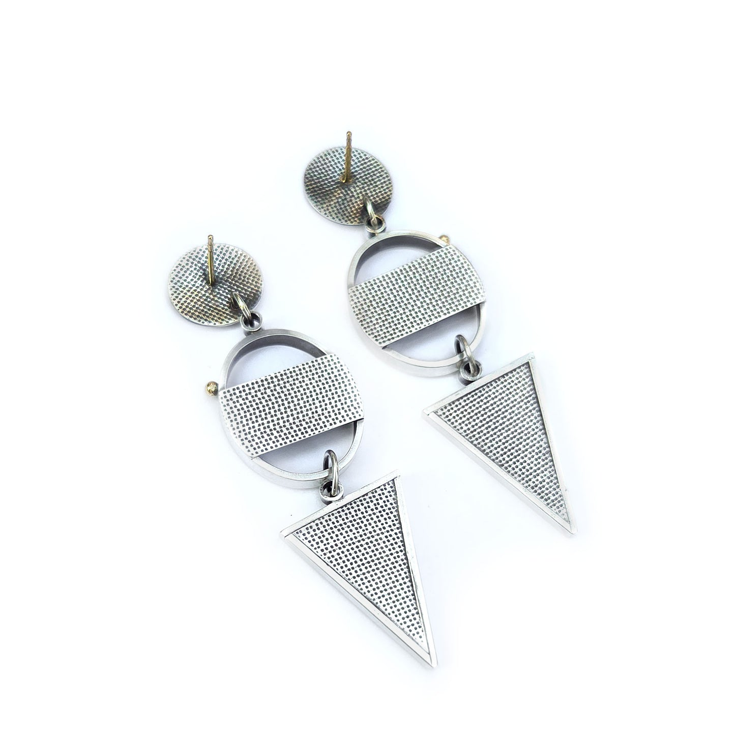 Triangle and Oval Sterling and Gold Peridot Earrings
