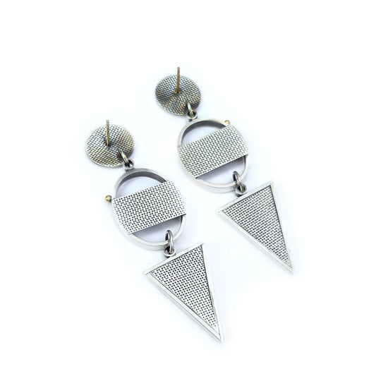 Triangle and Oval Sterling and Gold Peridot Earrings