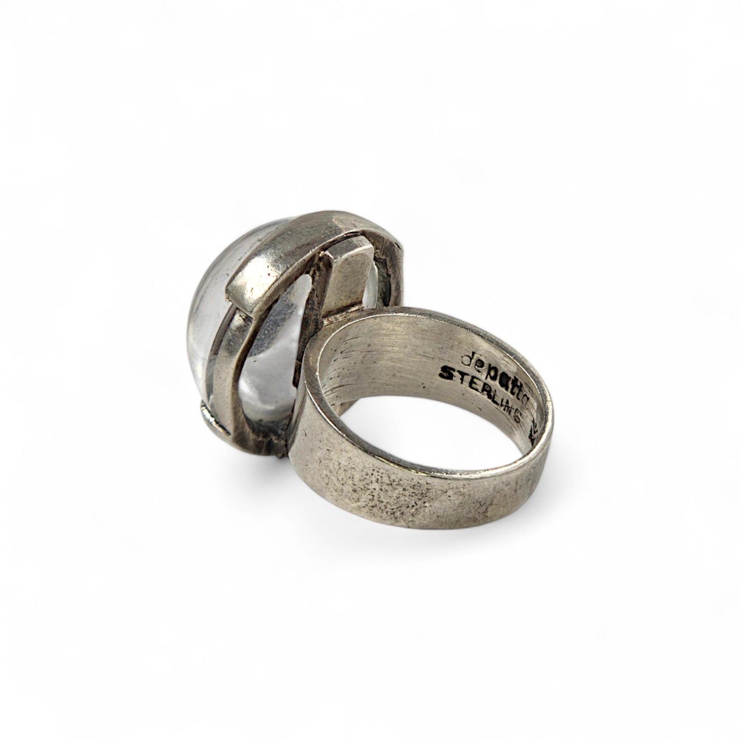 Silver ring on a white background