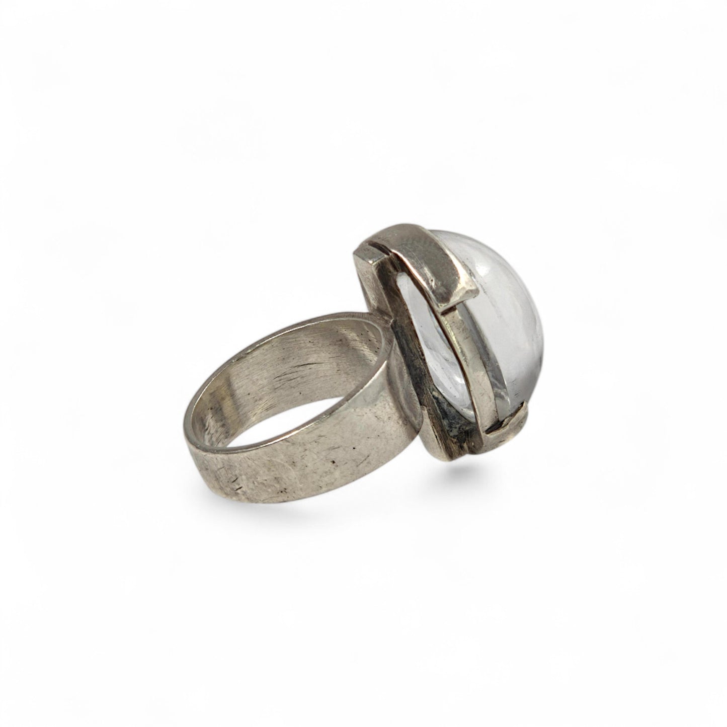Silver ring on a white background