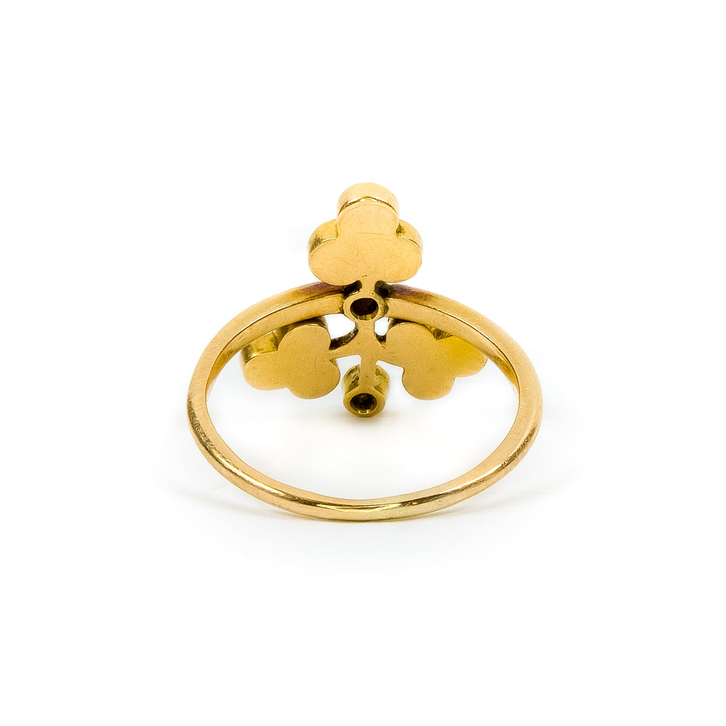 Victorian 18K Gold Ring with Diamond, Peridot & Seed Pearls