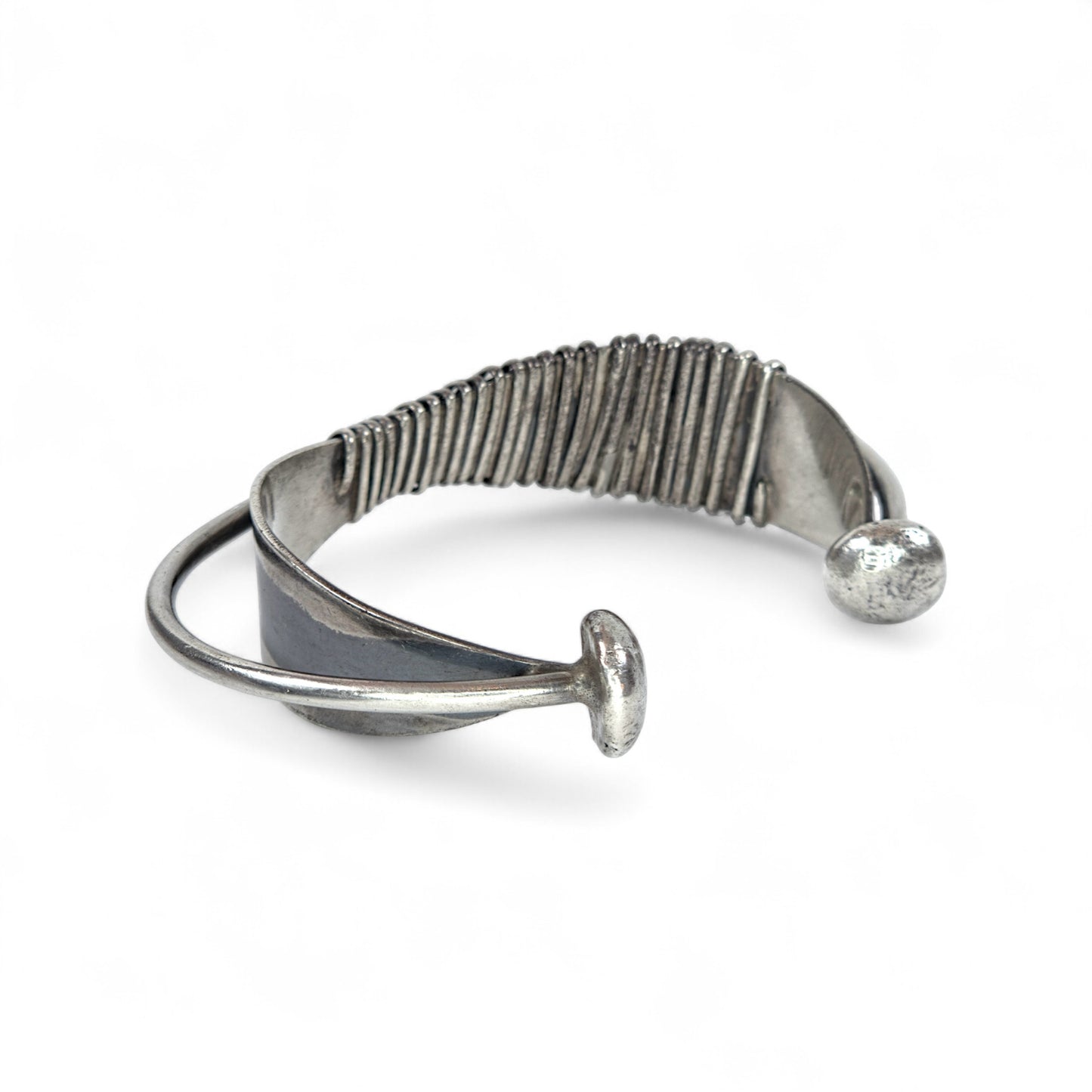 Silver bracelet on a white background