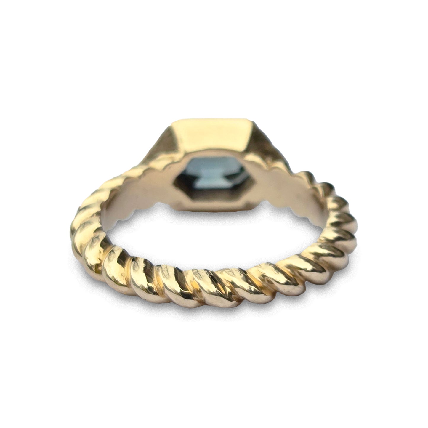 14k Hexagon Sapphire and Diamond Ring