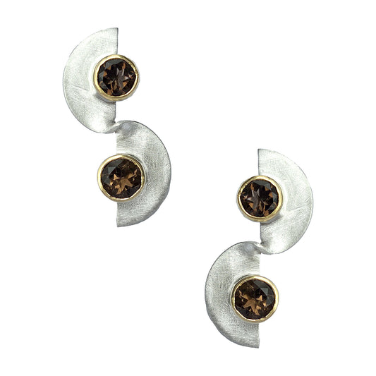 Sterling and 14k Gold Hemisphere Earrings