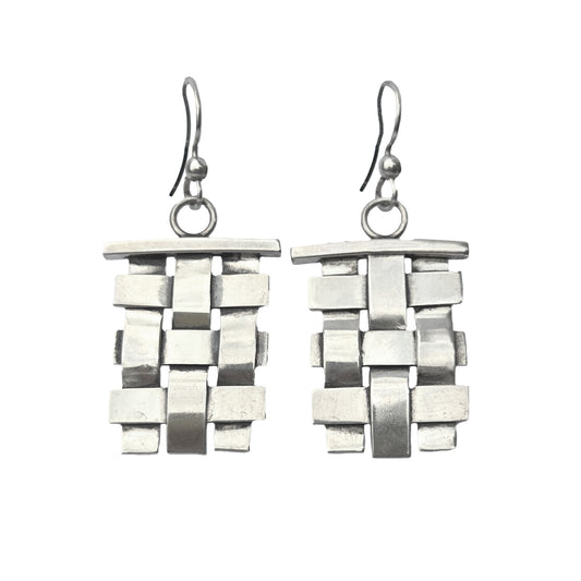 Vintage Woven Sterling Earrings