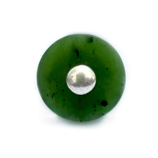 Vintage Sterling and Jade Disc Ring