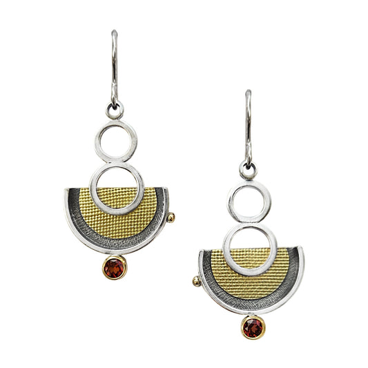 Sterling and Gold Rhodolite Garnet Earrings