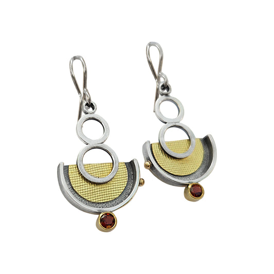 Sterling and Gold Rhodolite Garnet Earrings