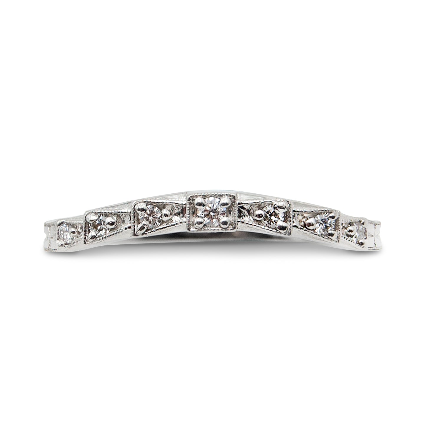 Art Deco Inspired Platinum Diamond Contour Wedding Band