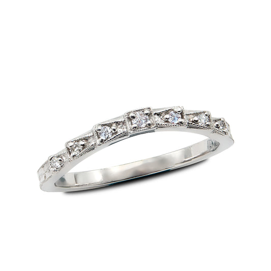 Art Deco Inspired Platinum Diamond Contour Wedding Band