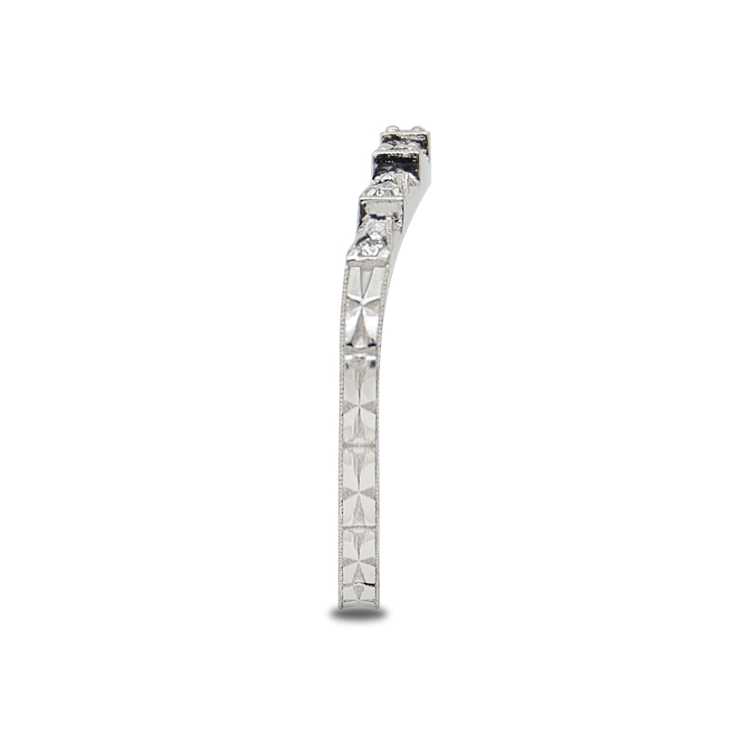 Art Deco Inspired Platinum Diamond Contour Wedding Band