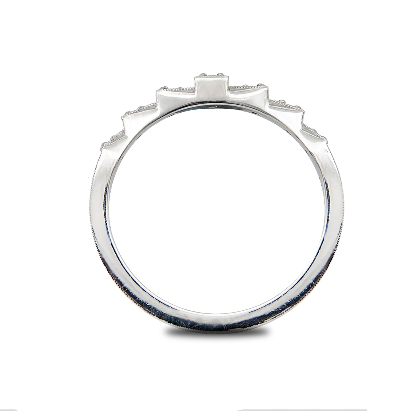 Art Deco Inspired Platinum Diamond Contour Wedding Band