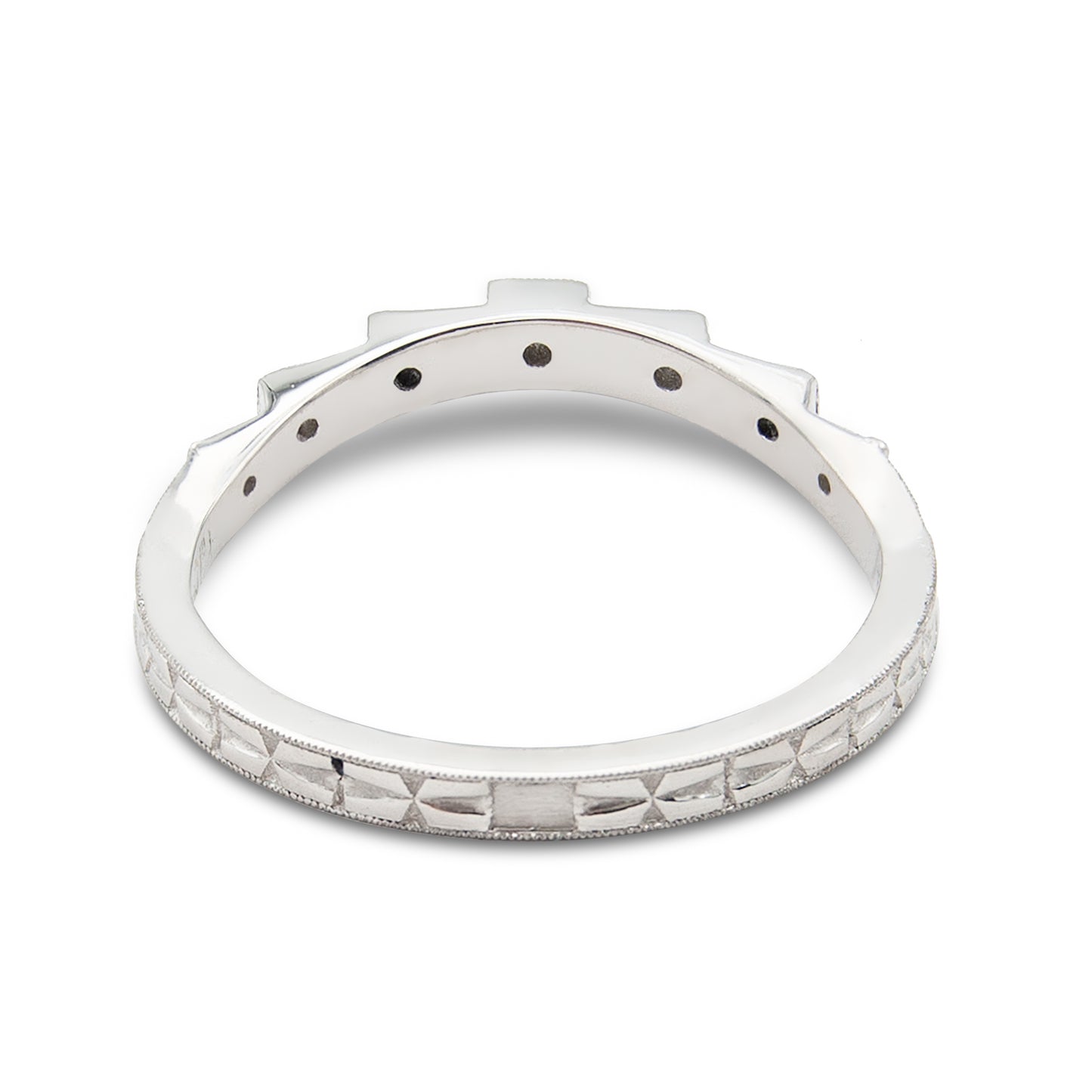 Art Deco Inspired Platinum Diamond Contour Wedding Band